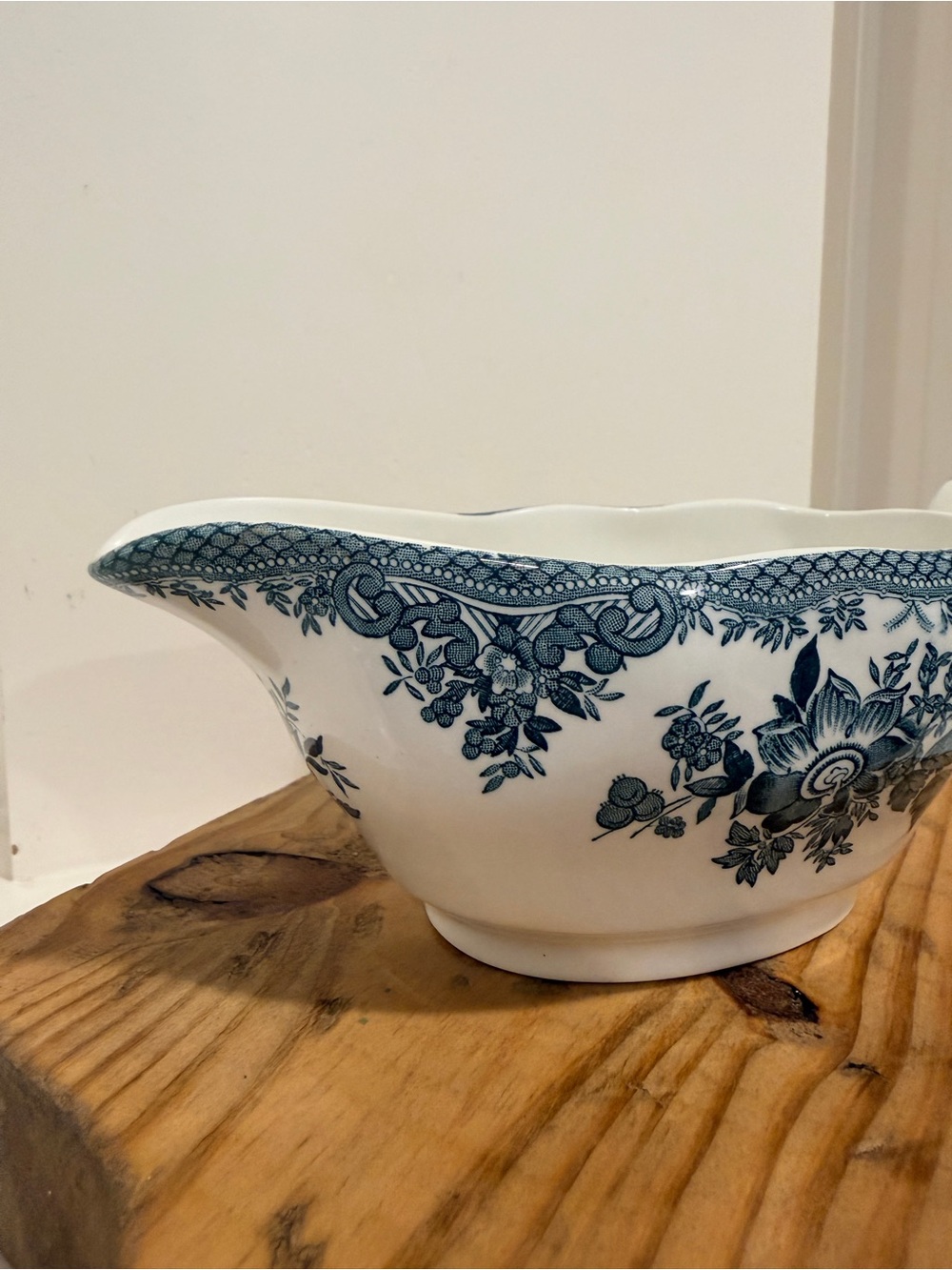 Enoch Wedgwood Artistic Pheasants Blue Transferware Gravy Boat England - Picture 5 of 8